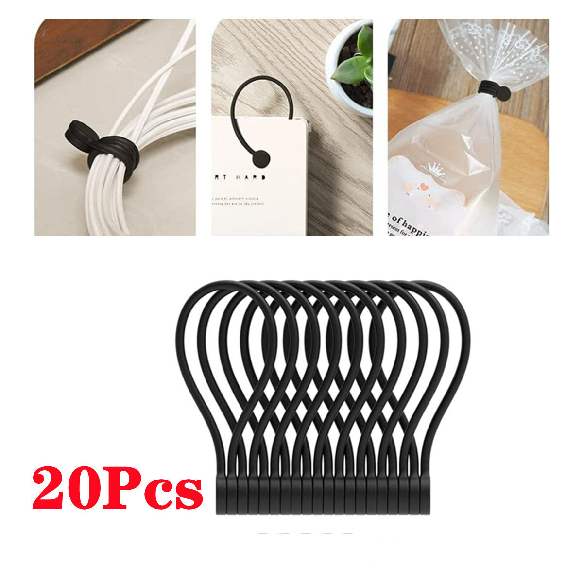 20-Pack Reusable Silicone Magnetic Ties – Versatile Cable Ties for Bundling and Organizing
