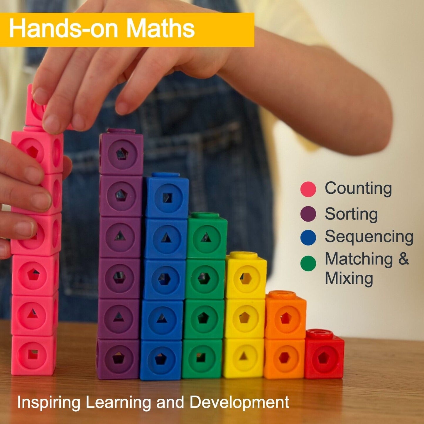 100 Math Linking Cubes Set – Fun Early Learning Blocks for Kids