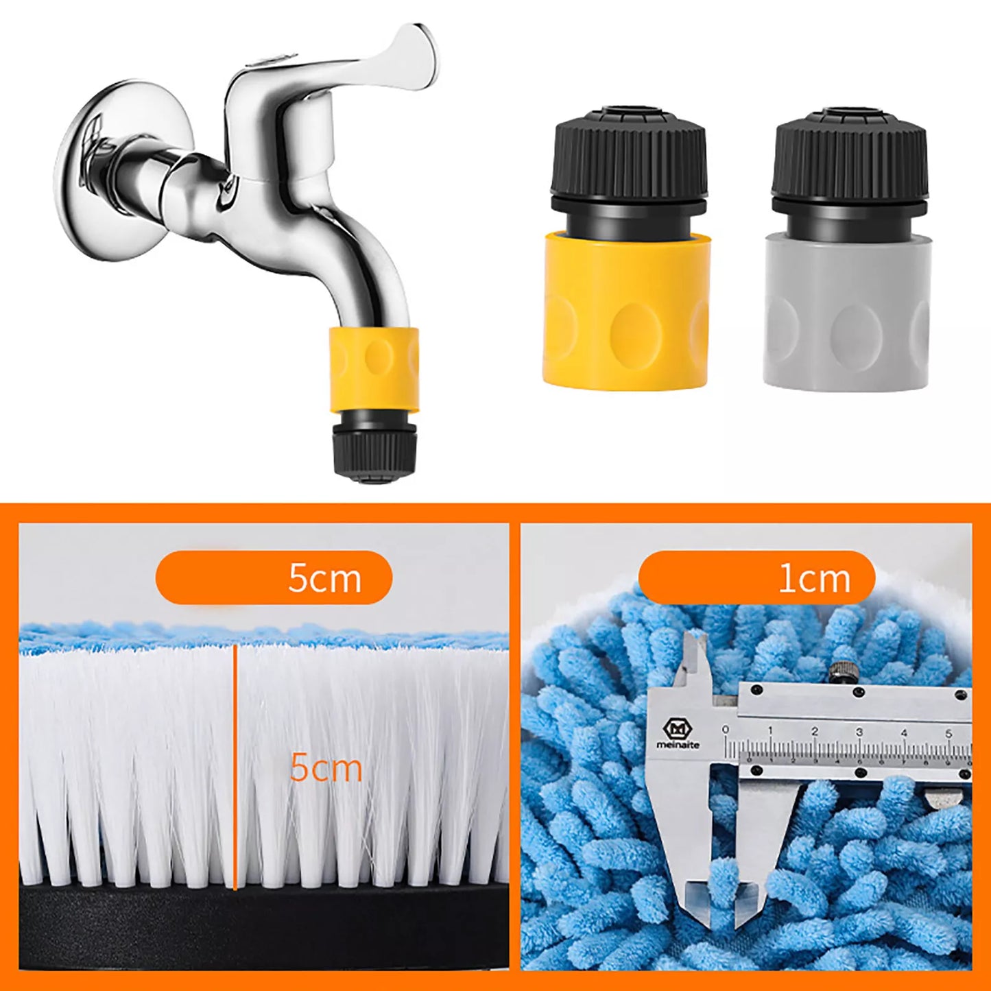 Automatic Rotary Car Wash Foam Brush – Long Handle Chenille Mop Kit for Effortless Cleaning