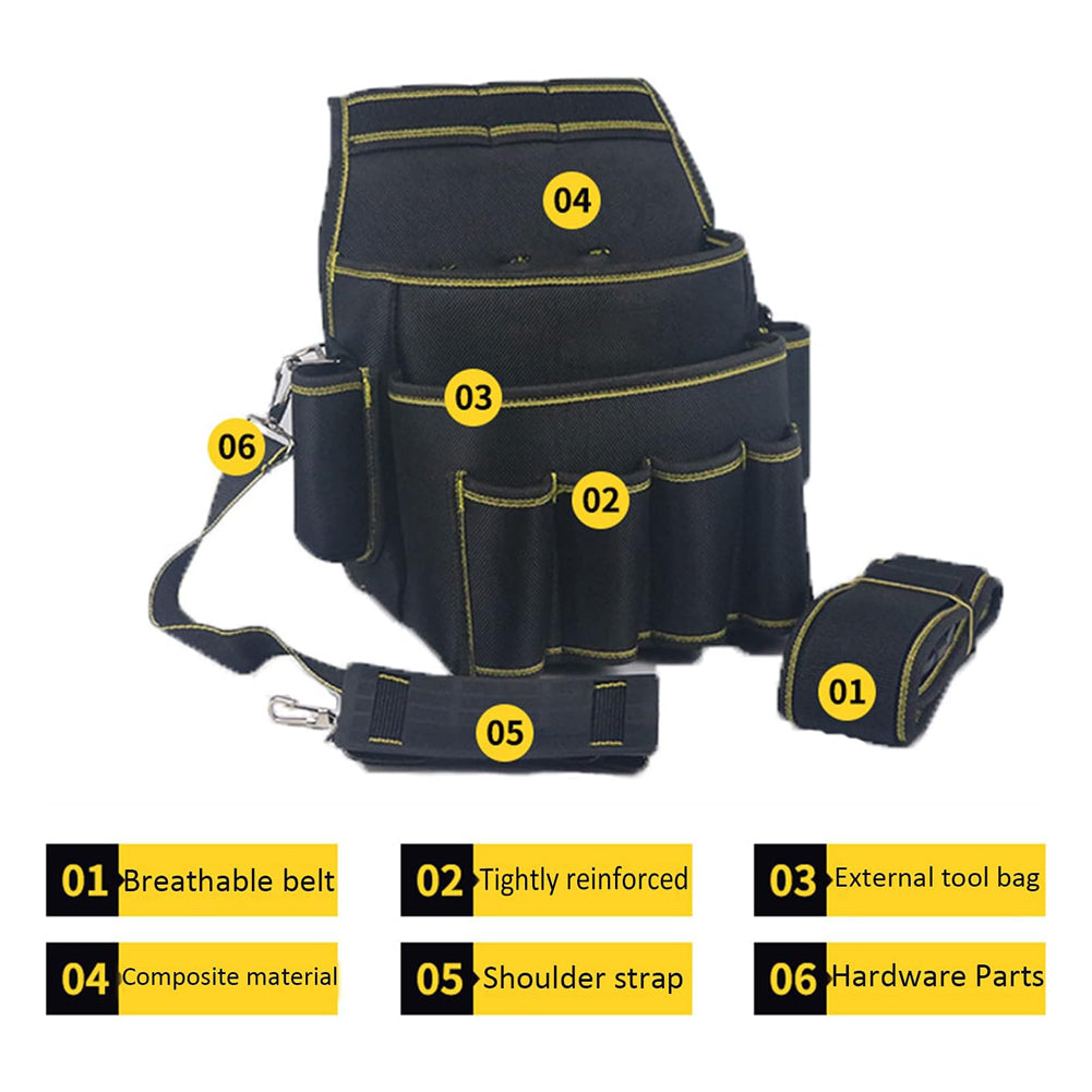 Tool Belt with Adjustable Strap & Small Pockets – Organizer for Electricians, TechniciansGardeners, and More