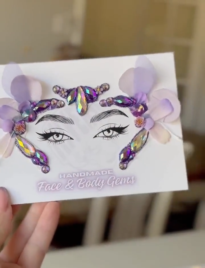 Garden Fairy Viola Festival Face & Body Gem Stickers – 6 Pcs Set