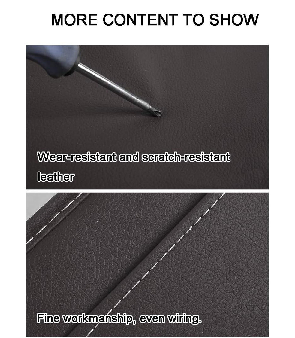 Car Back Seat Organizer with Foldable Tray Table – PU Leather Car Seat Protector & Storage Bag