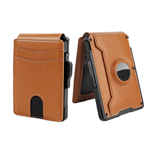 Men’s Slim RFID Blocking Wallet – Aluminum & Leather Front Pocket Wallet